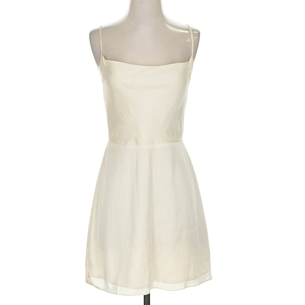 Sunday Best 4 Yellow Cream Mini Dress Square Neck Spaghetti Straps Coquette Airy
